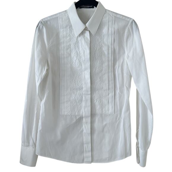 Dolce & Gabbana Lace front Tuxedo Shirt White size IT 38 - Picture 1 of 13
